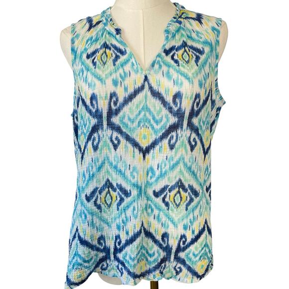 Tommy Bahama Womens Tank Blouse Imali Ikat Sleeveless Top, Multi, Size Medium - Picture 3 of 7